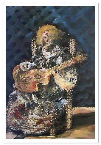 Donna seduta con chitarra