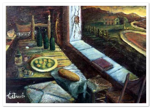 Natura morta in interno e paesaggio