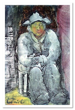 Uomo seduto con cappello . . .