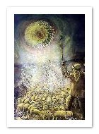 Pastore con gregge e sole